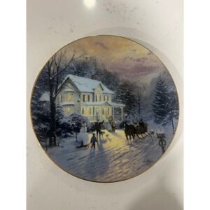 Thomas Kinkade Sleighride Home Collector Plate Knowles Premier Issue Christmas